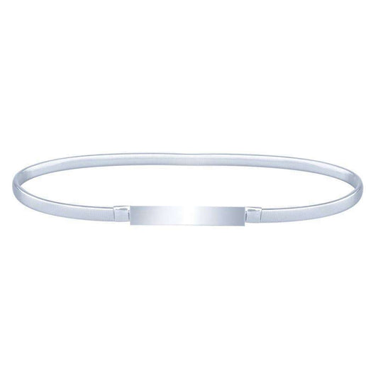 [Ellyndale - Metal Stretchable Belt (Silver): Silver / O/S], [ACCESSORIES], [Ellyndale], [Plum Bottom].