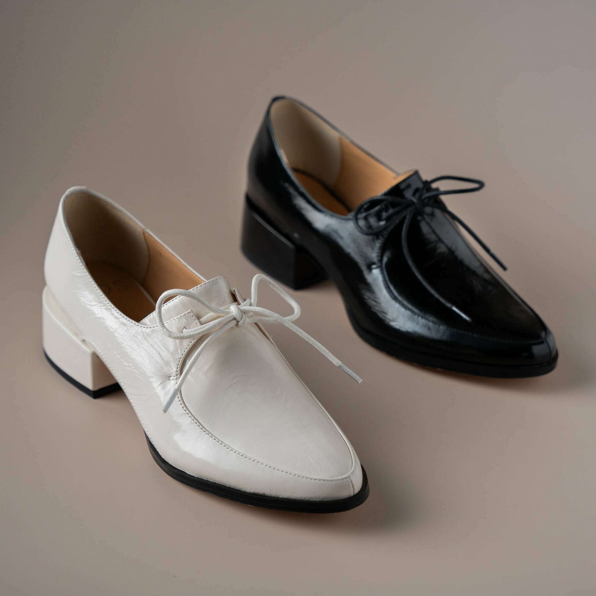 EOS - Casi - Oxford Low Heel - Black & Ivory Patent, Loafers, EOS MELBOURNE, Plum Bottom