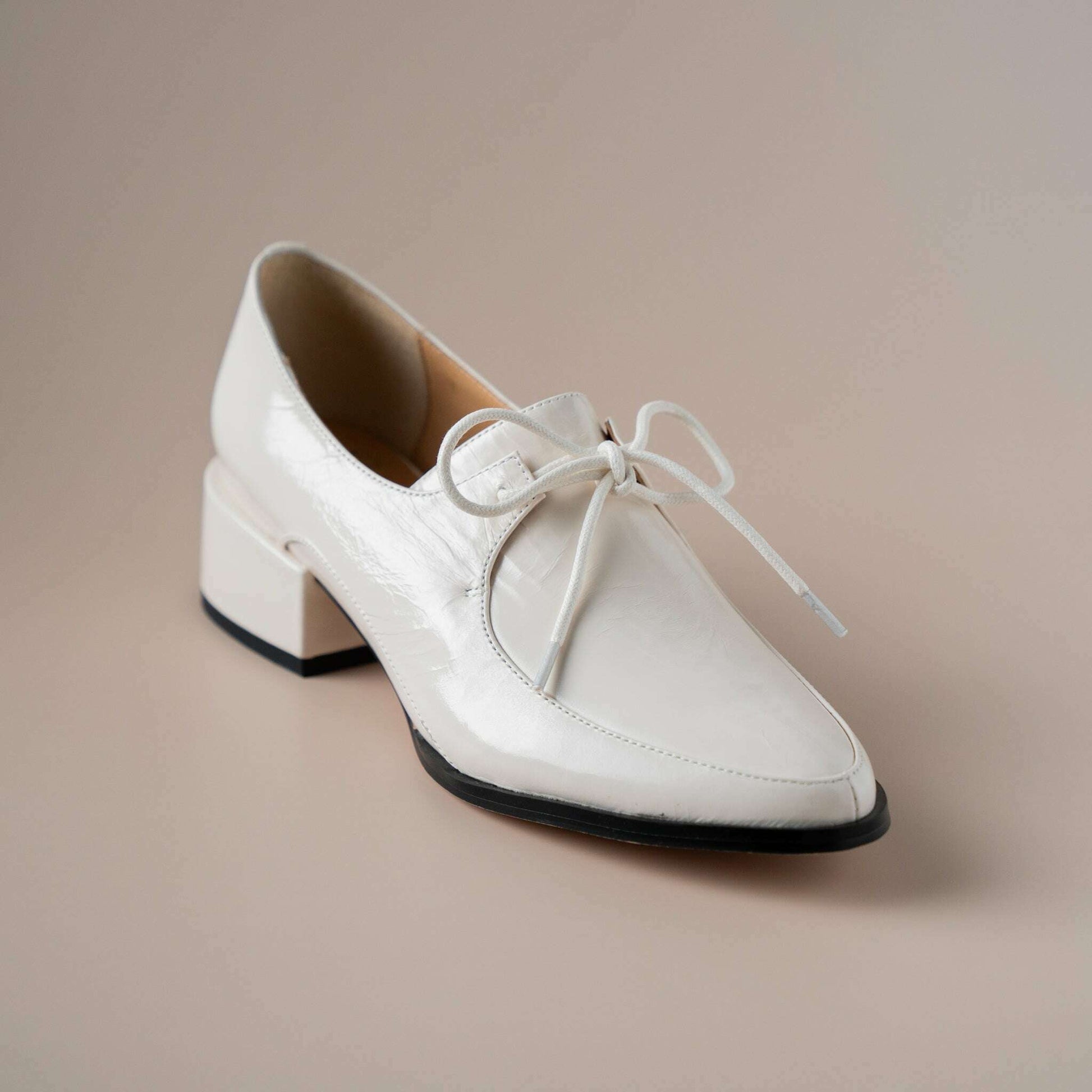 EOS - Casi - Oxford Low Heel - Black & Ivory Patent, Loafers, EOS MELBOURNE, Plum Bottom