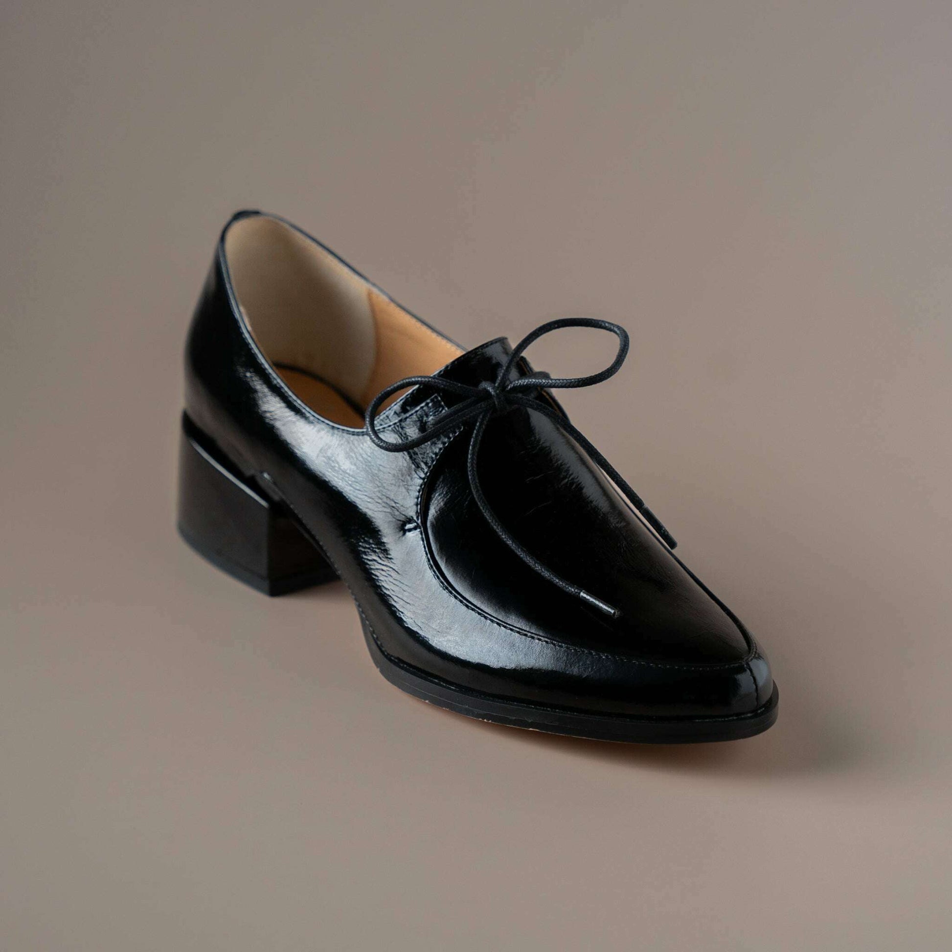 EOS - Casi - Oxford Low Heel - Black & Ivory Patent, Loafers, EOS MELBOURNE, Plum Bottom