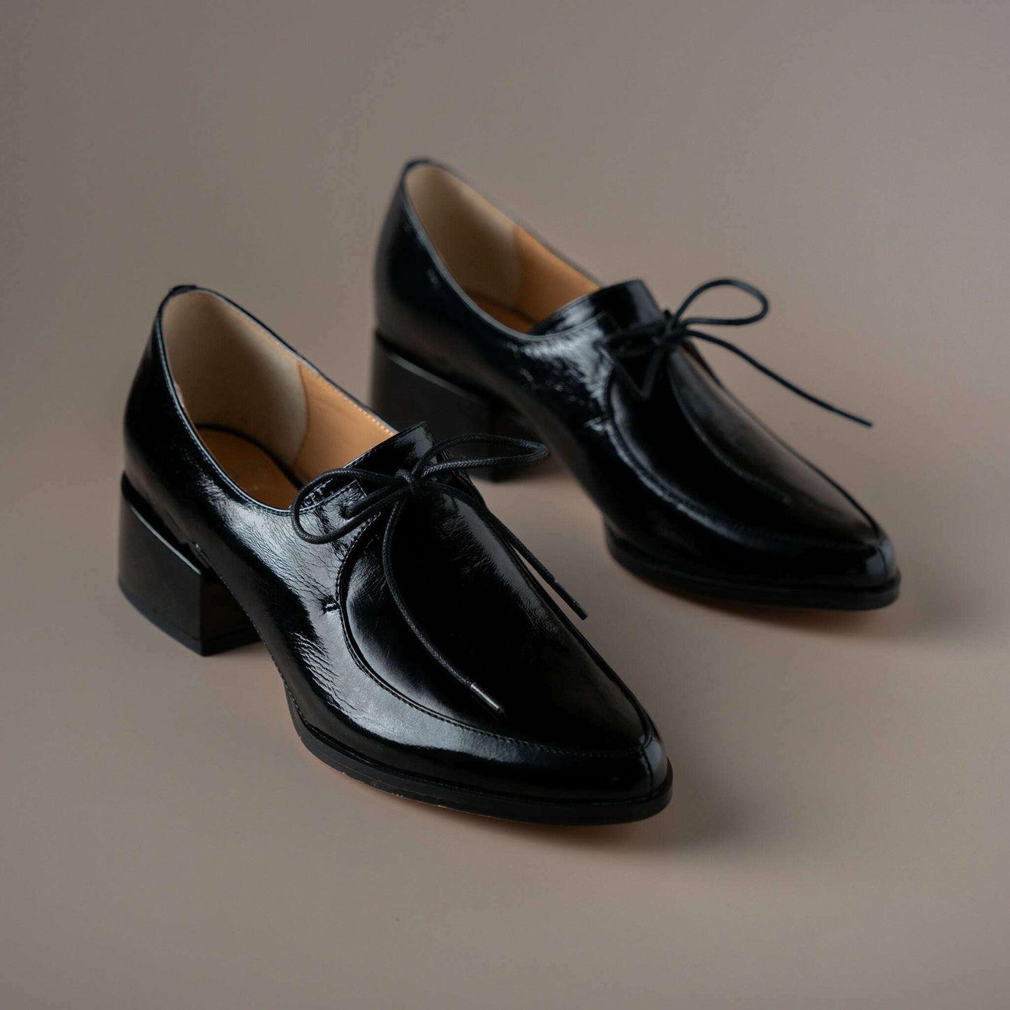 EOS - Casi - Oxford Low Heel - Black & Ivory Patent, Loafers, EOS MELBOURNE, Plum Bottom