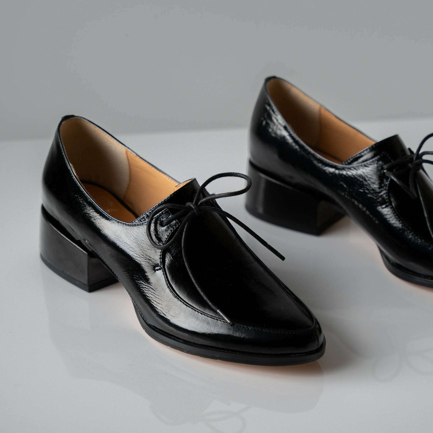 EOS - Casi - Oxford Low Heel - Black & Ivory Patent, Loafers, EOS MELBOURNE, Plum Bottom