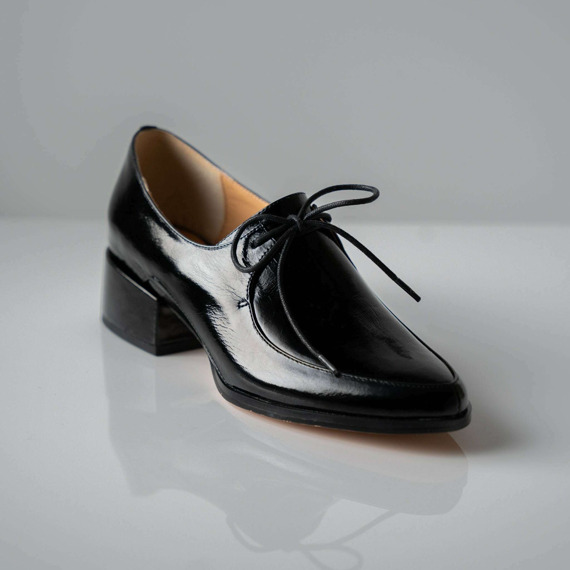 EOS - Casi - Oxford Low Heel - Black & Ivory Patent, Loafers, EOS MELBOURNE, Plum Bottom