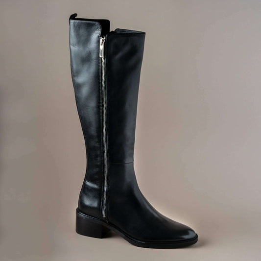 EOS - Kenzi Knee High Boot - Black Leather, Boots, EOS MELBOURNE, Plum Bottom