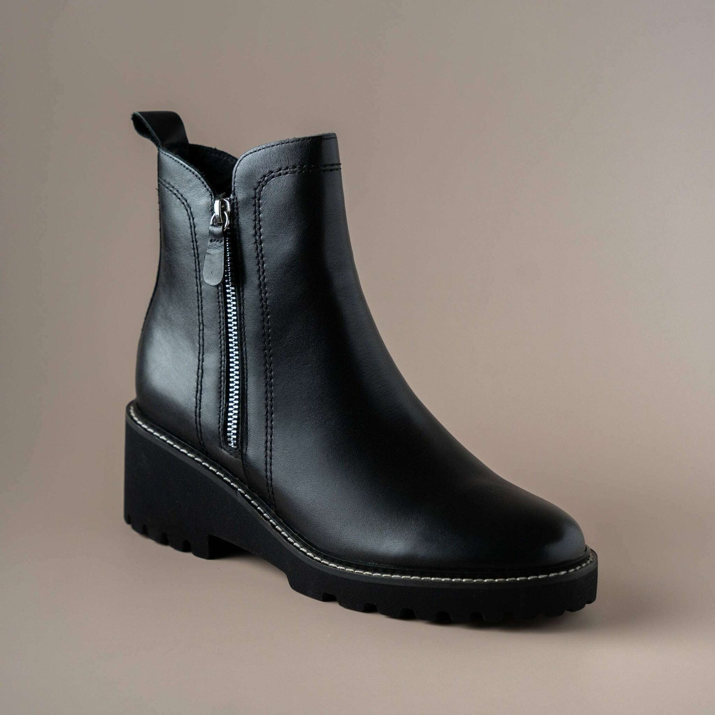 EOS - Parson - Black Leather Lug Sole Boot, Boots, EOS MELBOURNE, Plum Bottom