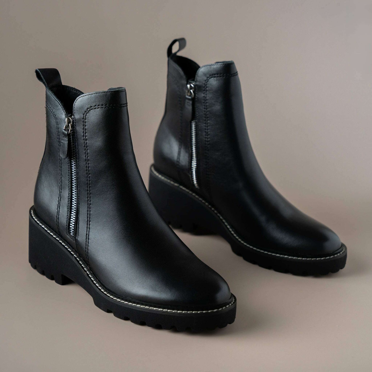 EOS - Parson - Black Leather Lug Sole Boot, Boots, EOS MELBOURNE, Plum Bottom