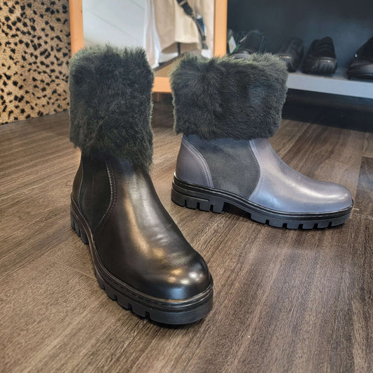 ERIC MICHAEL - AVON - Black & Grey, Boots, Eric Michael, Plum Bottom