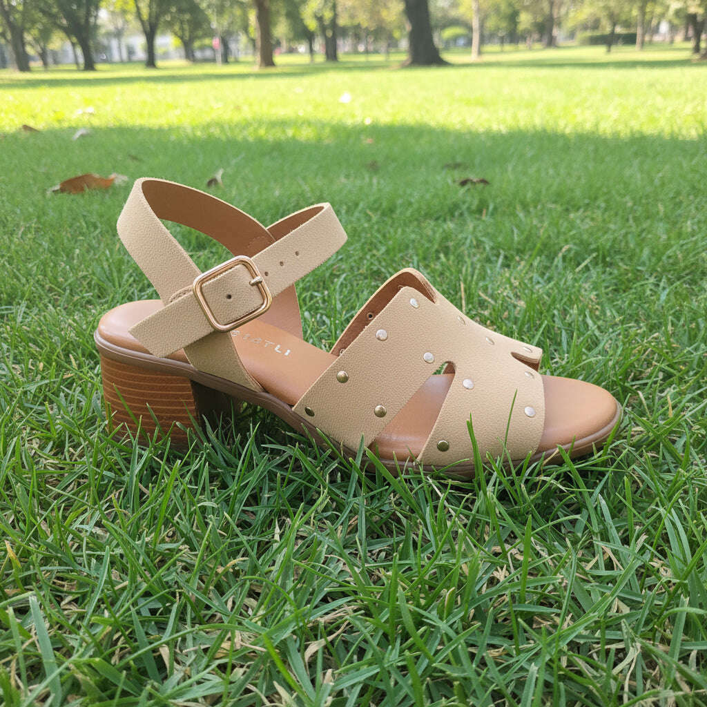 ERIC MICHAEL Natasha Beige Suede, Sandals, Eric Michael, Plum Bottom