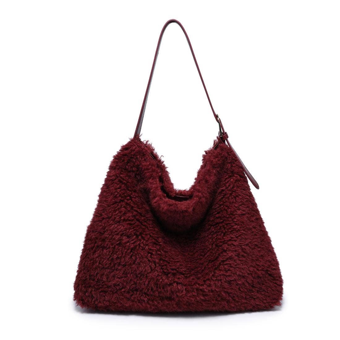 [Moda Luxe - Neve Sherpa Tote: Cream], [Handbags], [Moda Luxe], [Plum Bottom].
