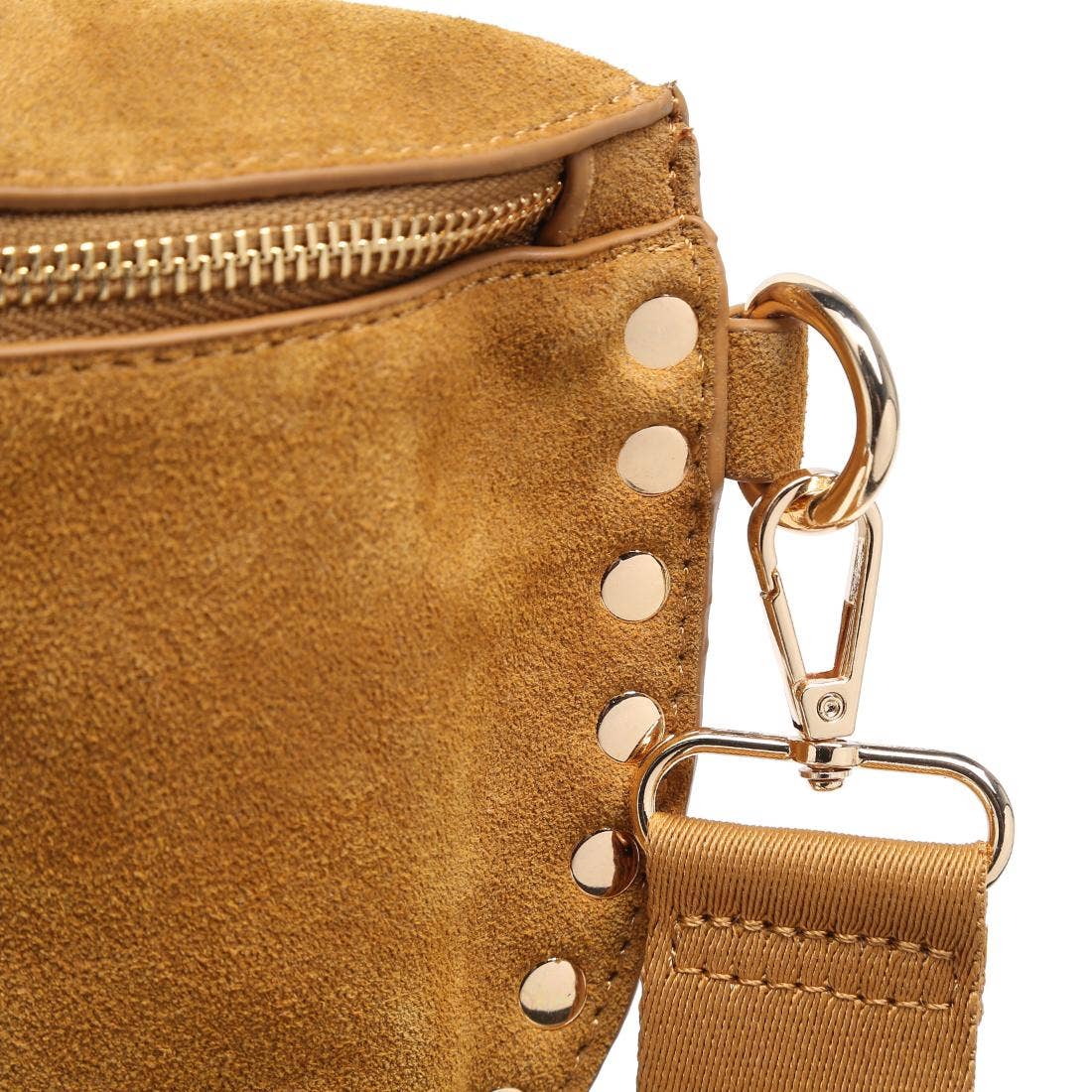 [Moda Luxe - Gizelle-Suede Belt Bag: Custard], [Handbag], [Moda Luxe], [Plum Bottom].