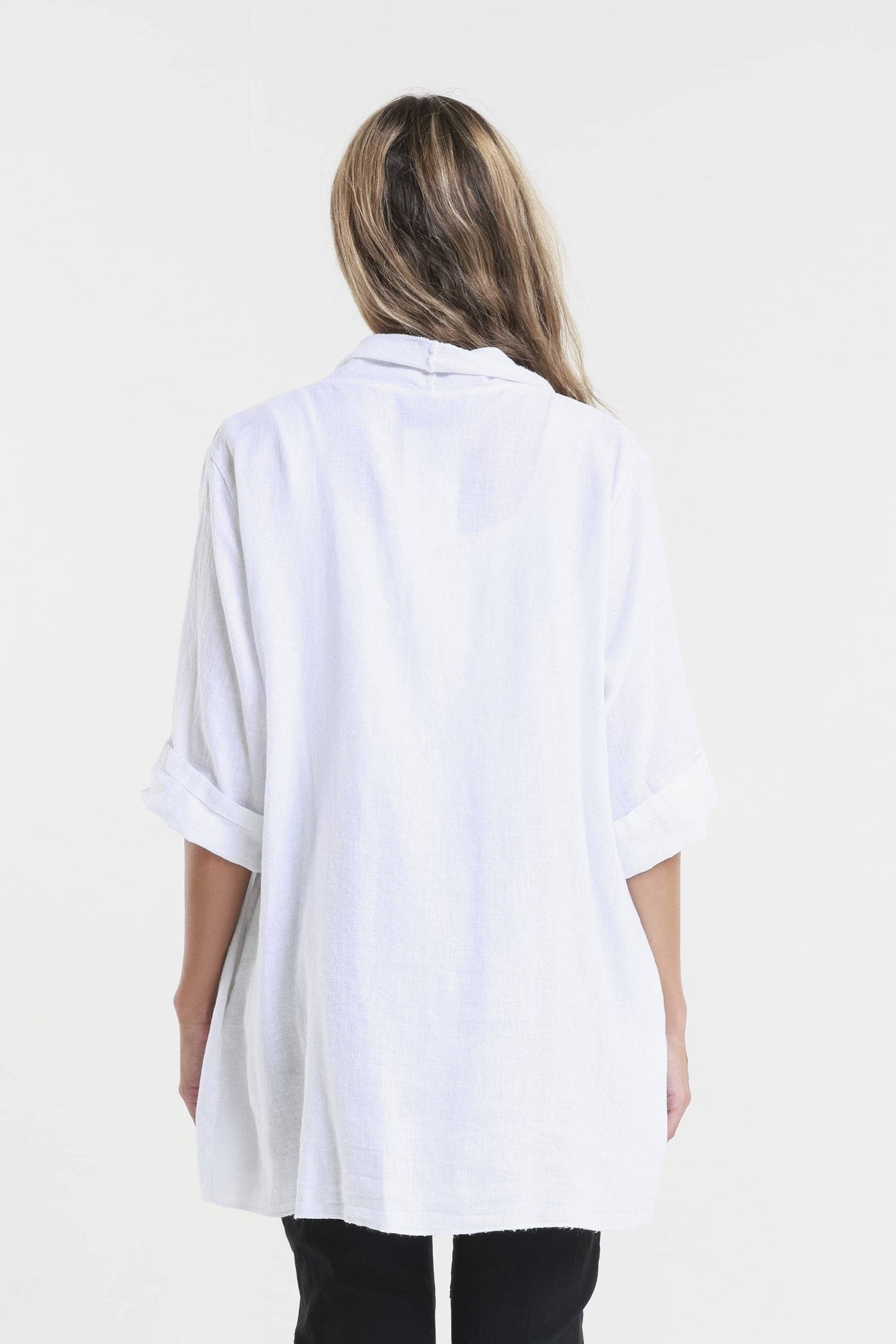 TINA Stephens Italy/Tees By Tina - Olivette Gauzy Linen Blend Open Cardigan (CQ102): 250 Beige / One Size