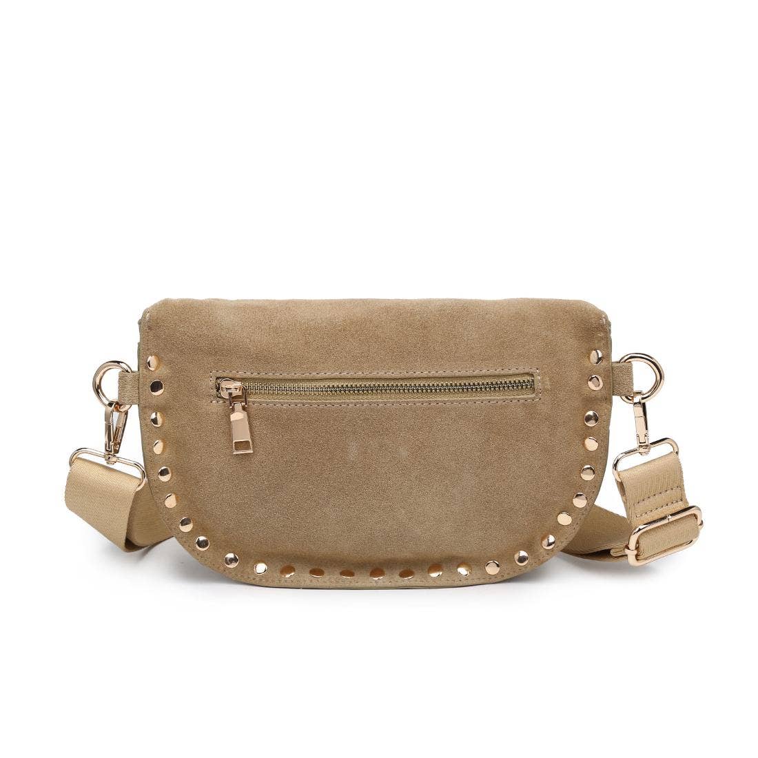 [Moda Luxe - Gizelle-Suede Belt Bag: Custard], [Handbag], [Moda Luxe], [Plum Bottom].