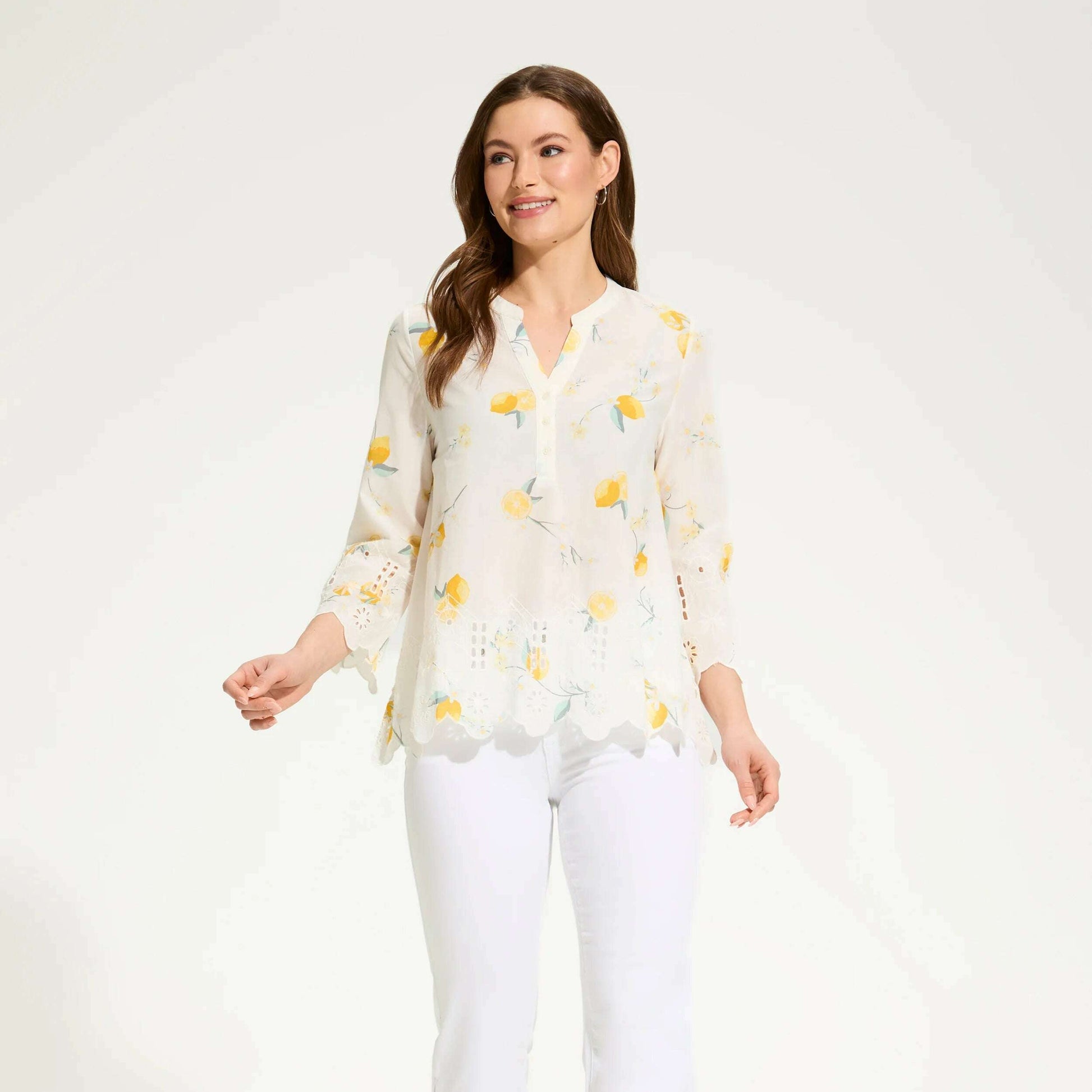 FDJ - Eyelet Top - Lemon Print, Tops, FRENCH DRESSING JEANS, Plum Bottom