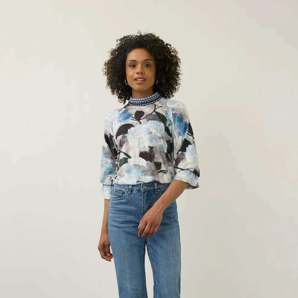 FDJ Bow Back Neck Top Blue De Winter Floral