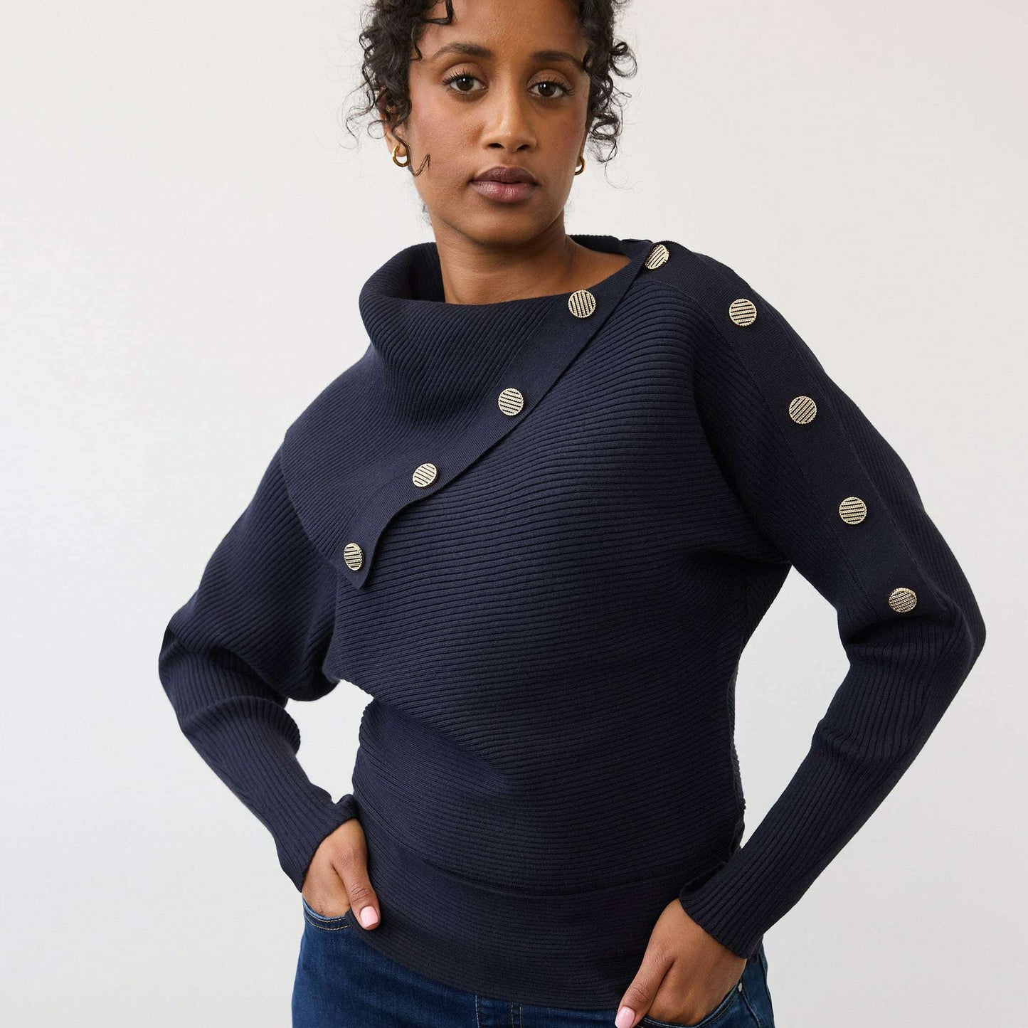 FDJ Envelope Collar Sweater Blueberry