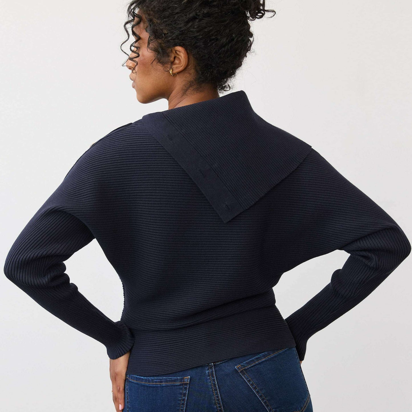 FDJ Envelope Collar Sweater Blueberry