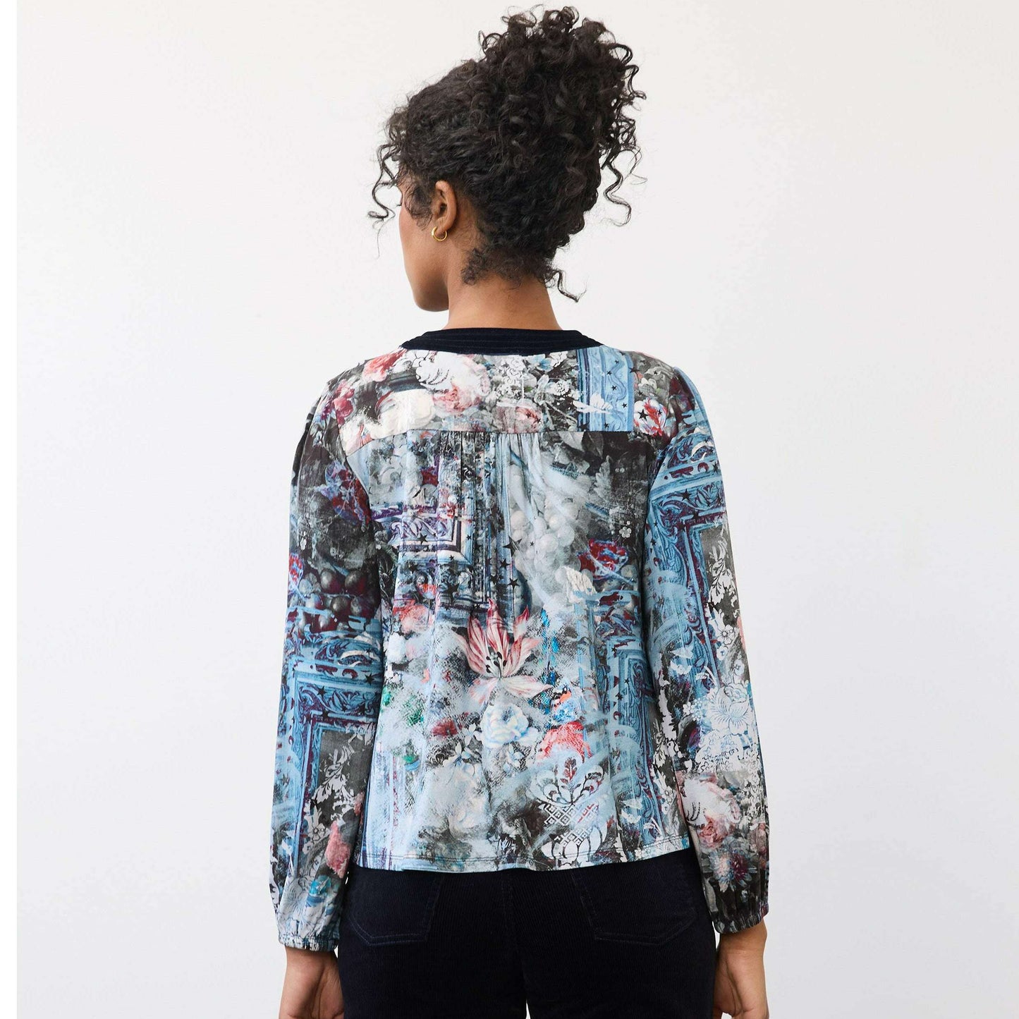 FDJ Long Sleeve V-Neck Top Indigo Gallery