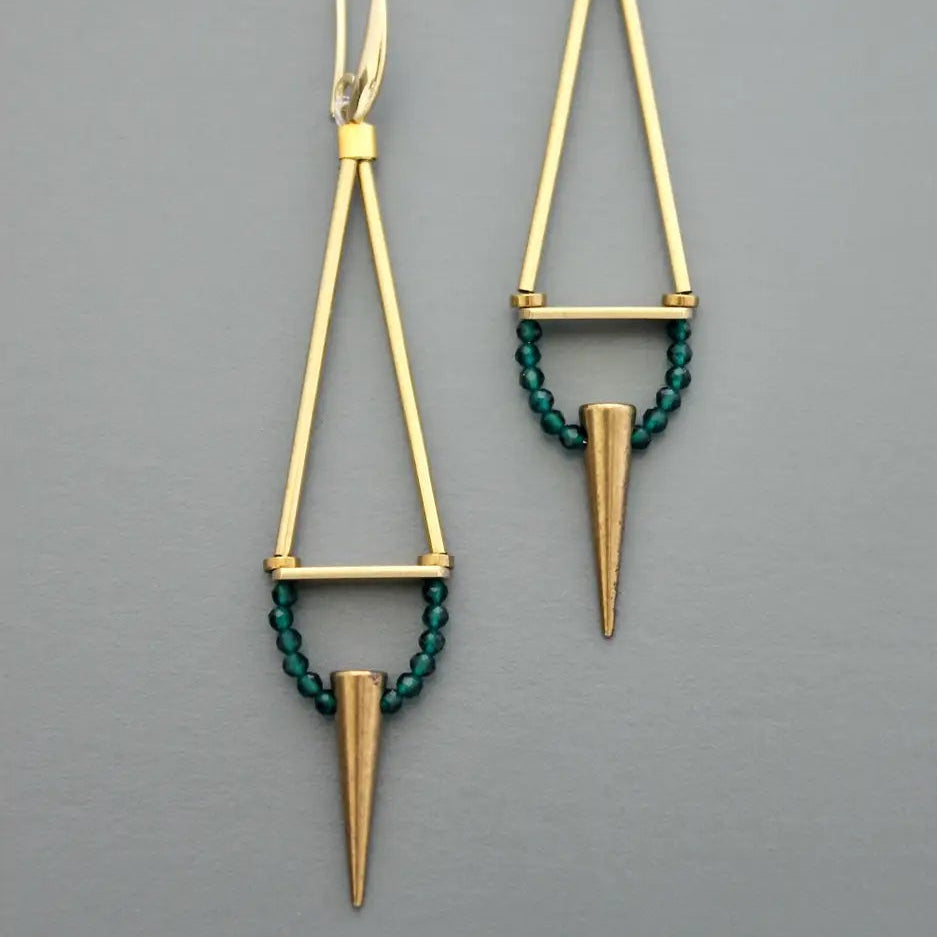 David Aubrey - GREEN BRASS EARRINGS