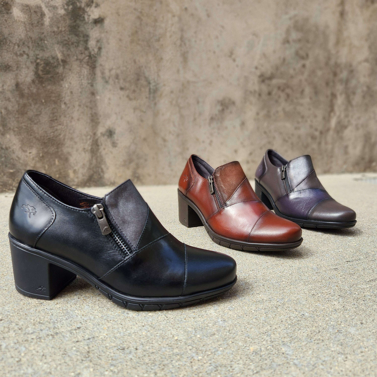 FLUCHOS F1802 Heeled Loafer, Loafers, FLUCHOS, Plum Bottom