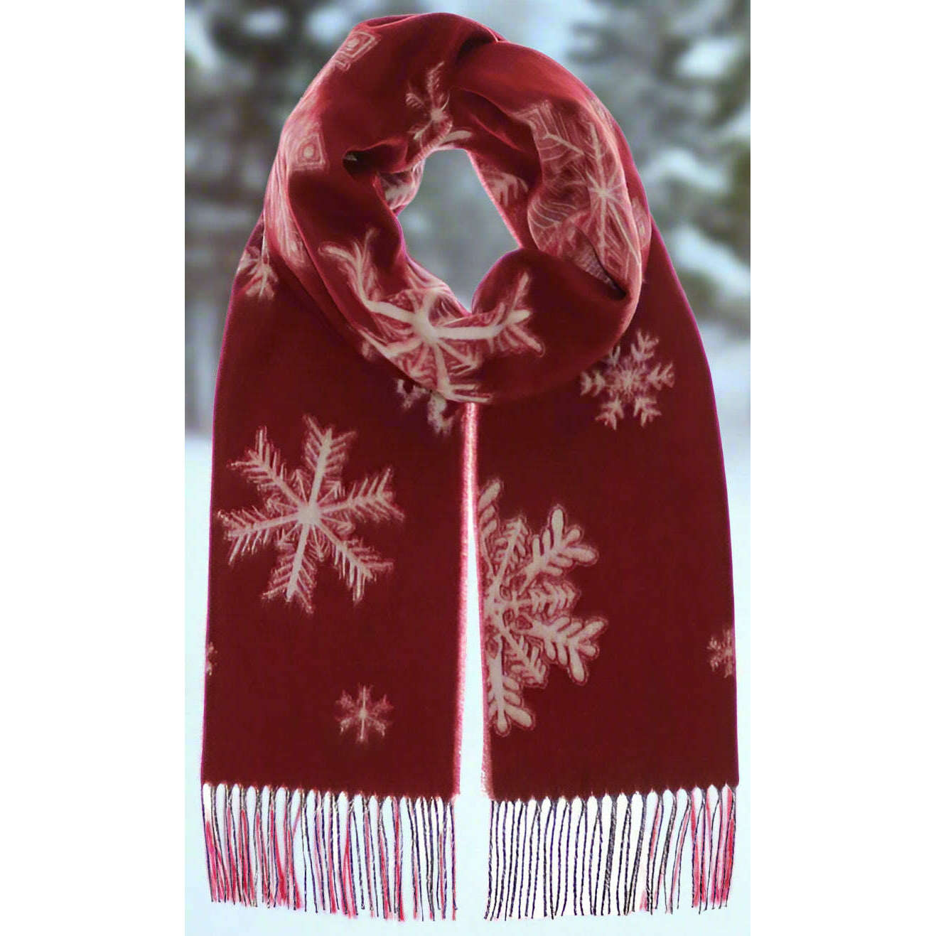 Fraas - Snowflake Scarf - Red, ACCESSORIES, FRAAS, Plum Bottom