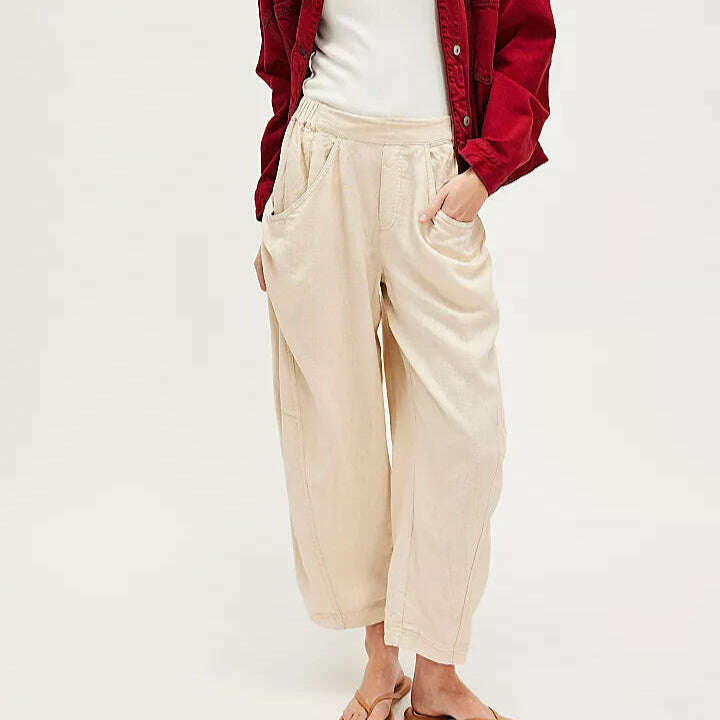 FREE PEOPLE - High Road Solid Barrel Pant - Birch, CLOTHING, Free People, Plum Bottom