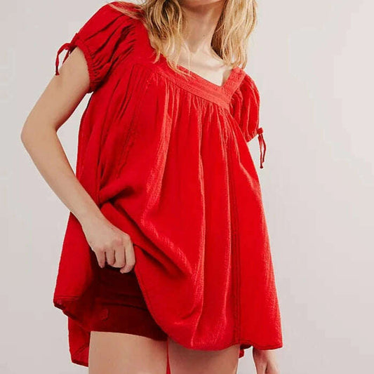 Free People - Summer Camp Tunic - Fiery Red, Tops, Free People, Plum Bottom