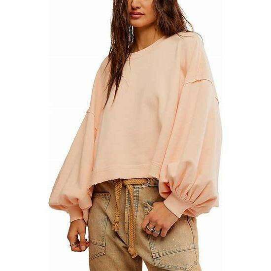 Free People - TRISH SWEATSHIRT - Summer Peach, Sweatshirt, Free People, Plum Bottom