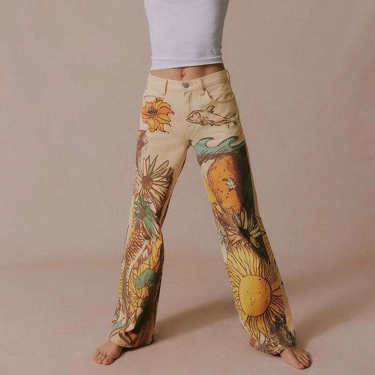 FREE PEOPLE Beach Scene Jean