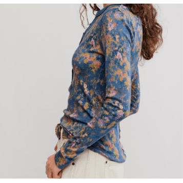 FREE PEOPLE Jamie Henley Printed Floral Navy Haze