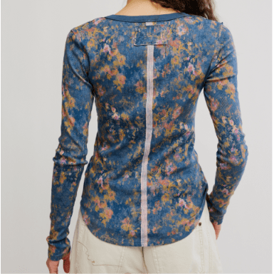 FREE PEOPLE Jamie Henley Printed Floral Navy Haze