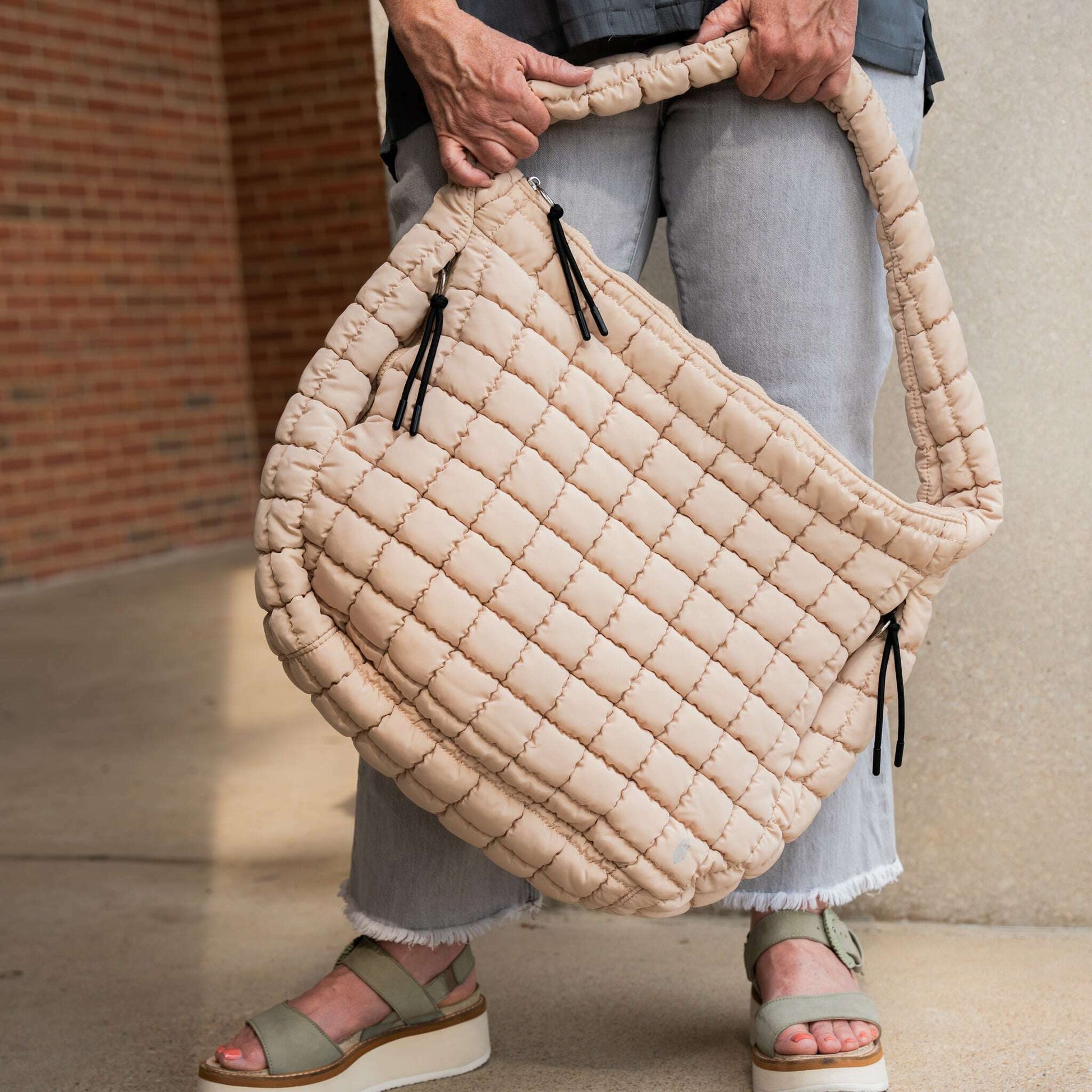 Free People Movement Quilted Carryall - Black & Off White, Handbags, Free People, Plum Bottom