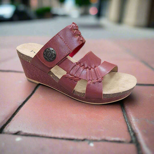 HALSA - Genoa - Red Leather, Sandals, HALSA, Plum Bottom