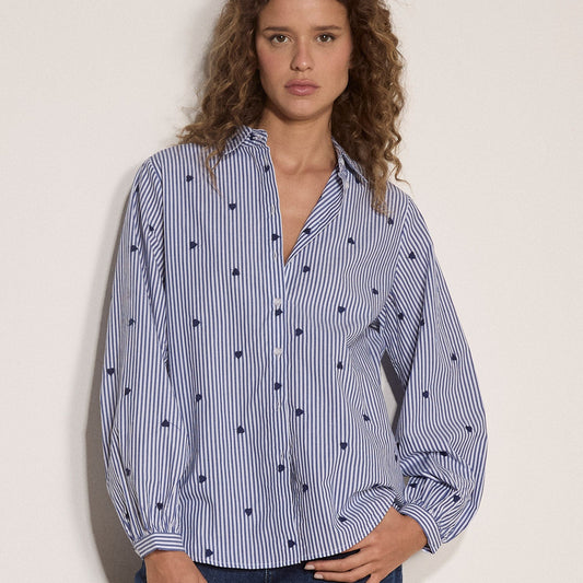 APRICOT Emroidered Hearts Stripe Shirt