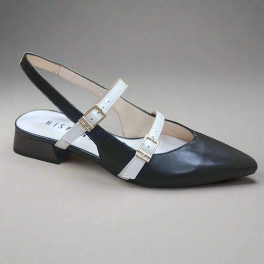 Hispanitas - HV25392 Slingback - Black & White, Flats, Hispanitas, Plum Bottom