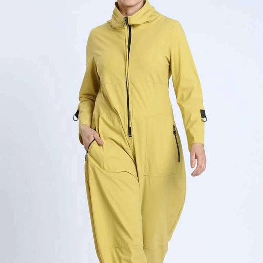IC  Collections - Zip Up Front Cropped Long-Sleeve JUMPSUIT - Mustard, CLOTHING, IC COLLECTION, Plum Bottom