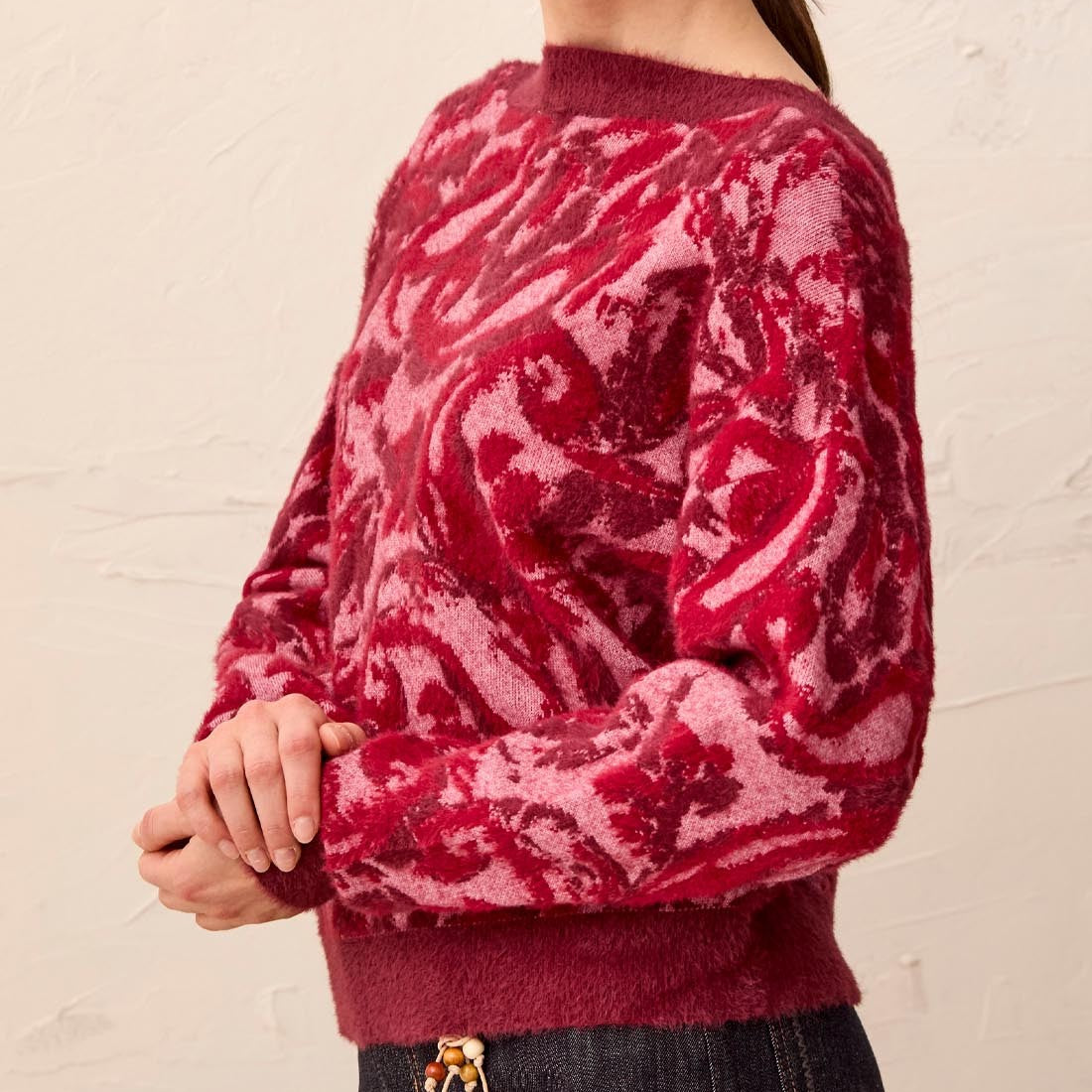 TRIBAL Wear 2 Ways Jacquard Cardi Pink Frost