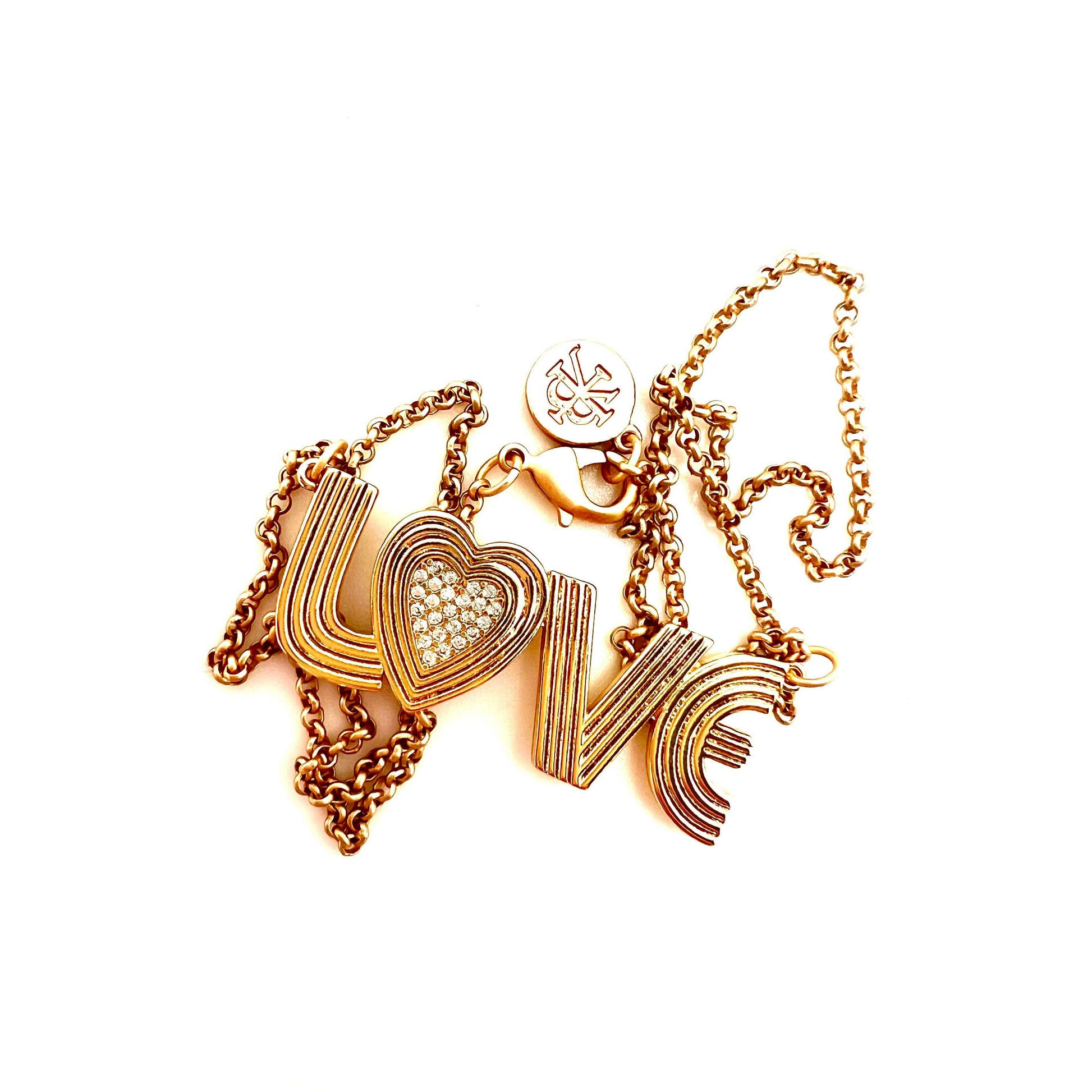 [Karli Buxton - Retro LOVE Necklace], [JEWELRY], [Karli Buxton], [Plum Bottom].