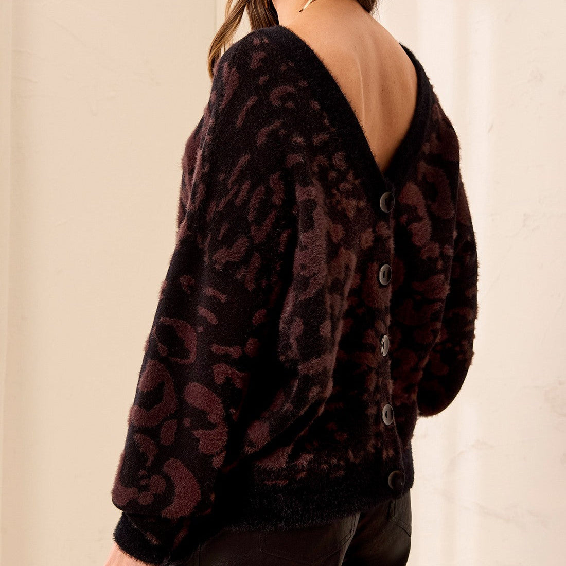 [TRIBAL Wear 2 Ways Jacquard Cardi Saddle Brown], [CLOTHING], [Tribal], [Plum Bottom].