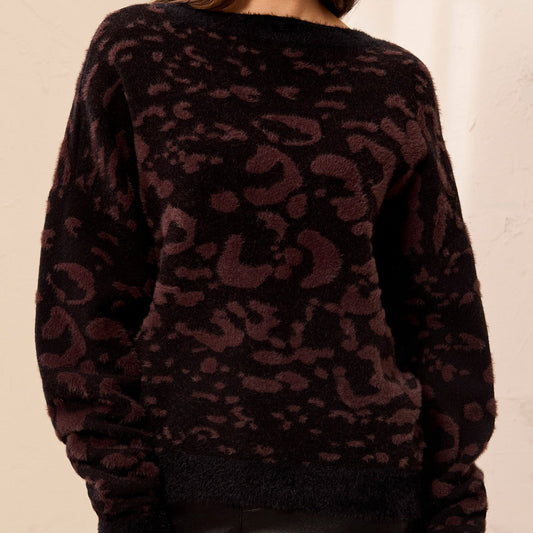 [TRIBAL Wear 2 Ways Jacquard Cardi Saddle Brown], [CLOTHING], [Tribal], [Plum Bottom].