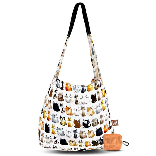 [Love Bags - Stash It Tote Bag -  Cat's Meow], [], [Love Bags], [Plum Bottom].