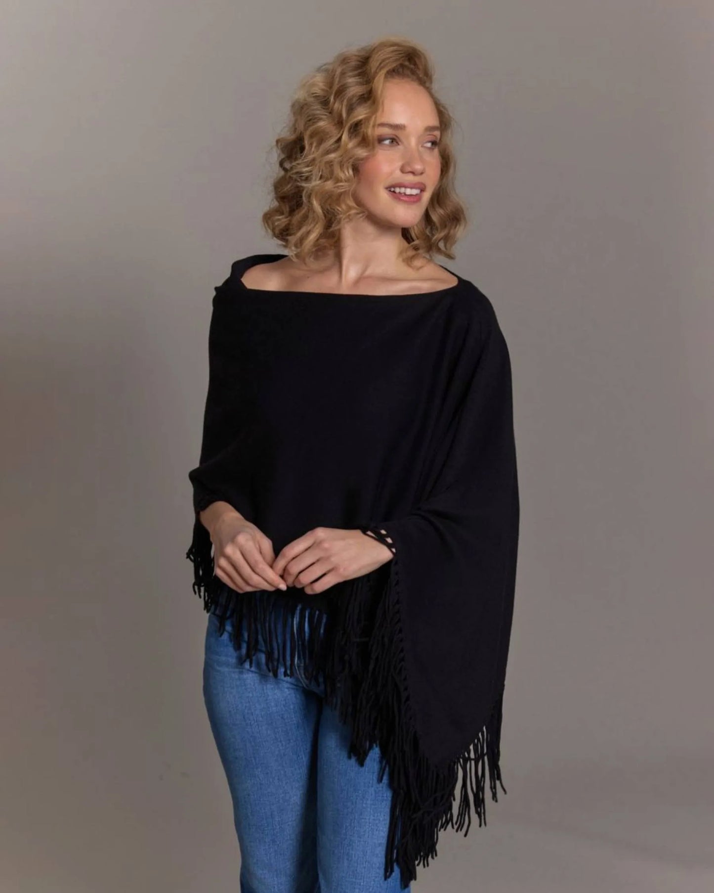 ALASHAN Cashmere Trade Wind Fringe Topper