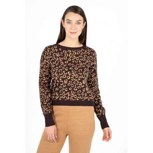 M-Made in Italy - Leopard Knit Sweater - Brown, Sweaters, M-Made in Italy, Plum Bottom