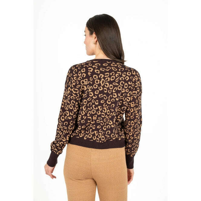 M-Made in Italy - Leopard Knit Sweater - Brown, Sweaters, M-Made in Italy, Plum Bottom