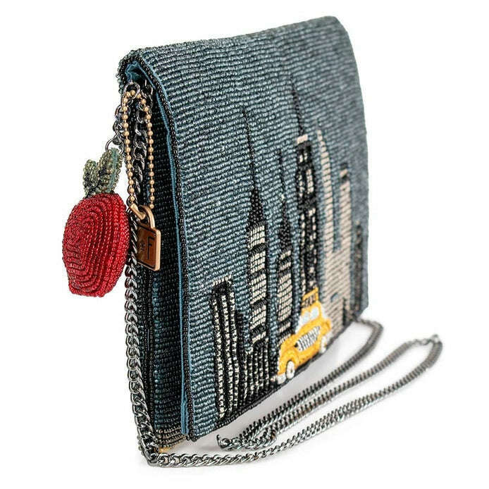 MARY FRANCES Big Apple Clutch Plum Bottom