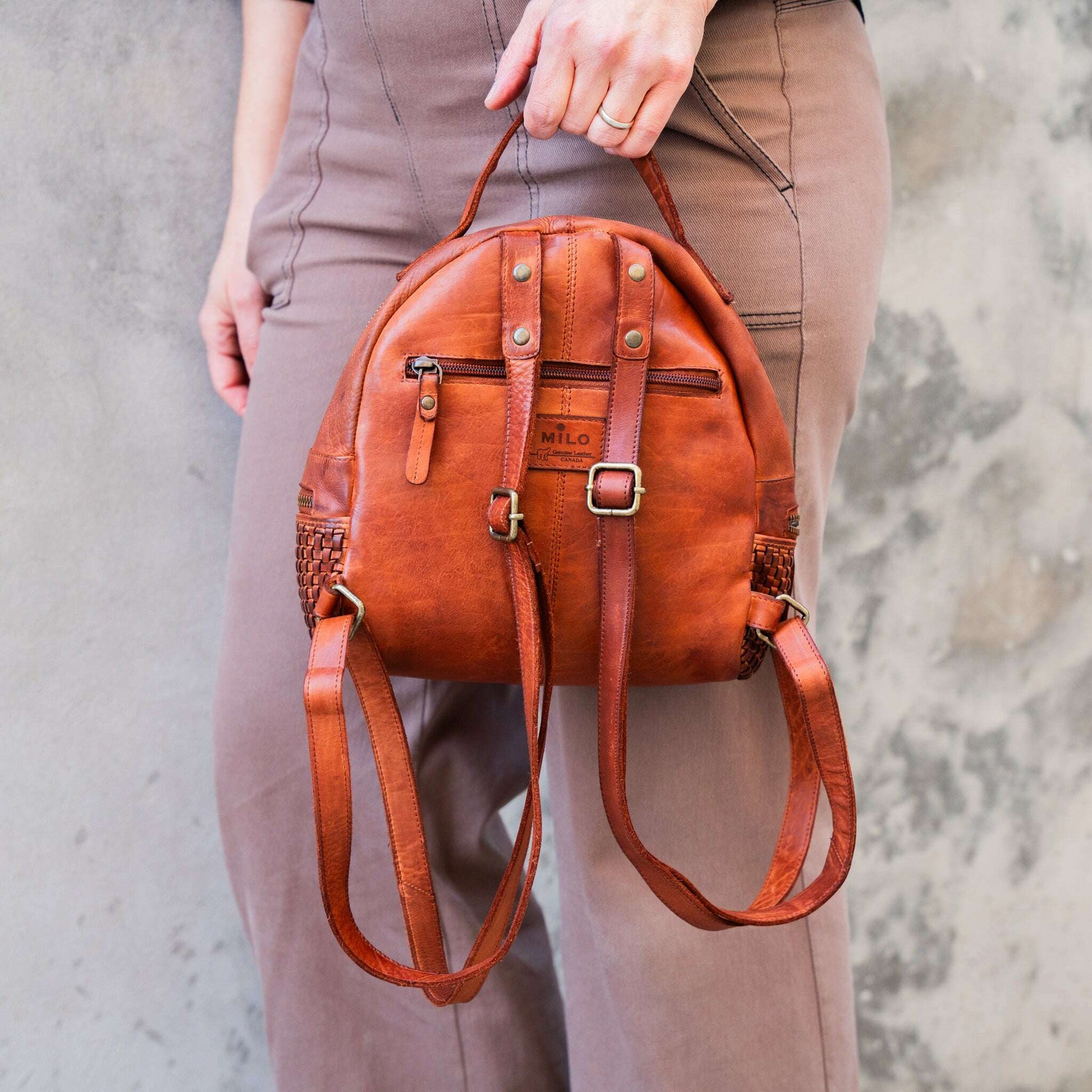 Milo - 82 Ines in Cognac, Handbags, milo, Plum Bottom