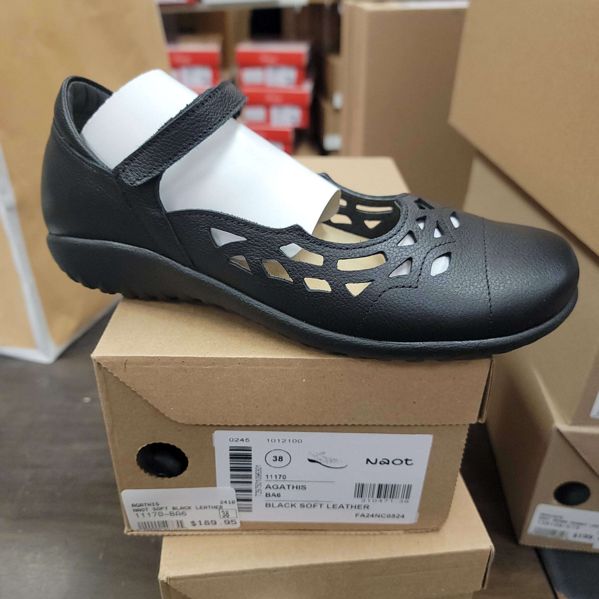 NAOT - AGATHIS - Soft Black Leather**, SHOES, Yaleet, Plum Bottom