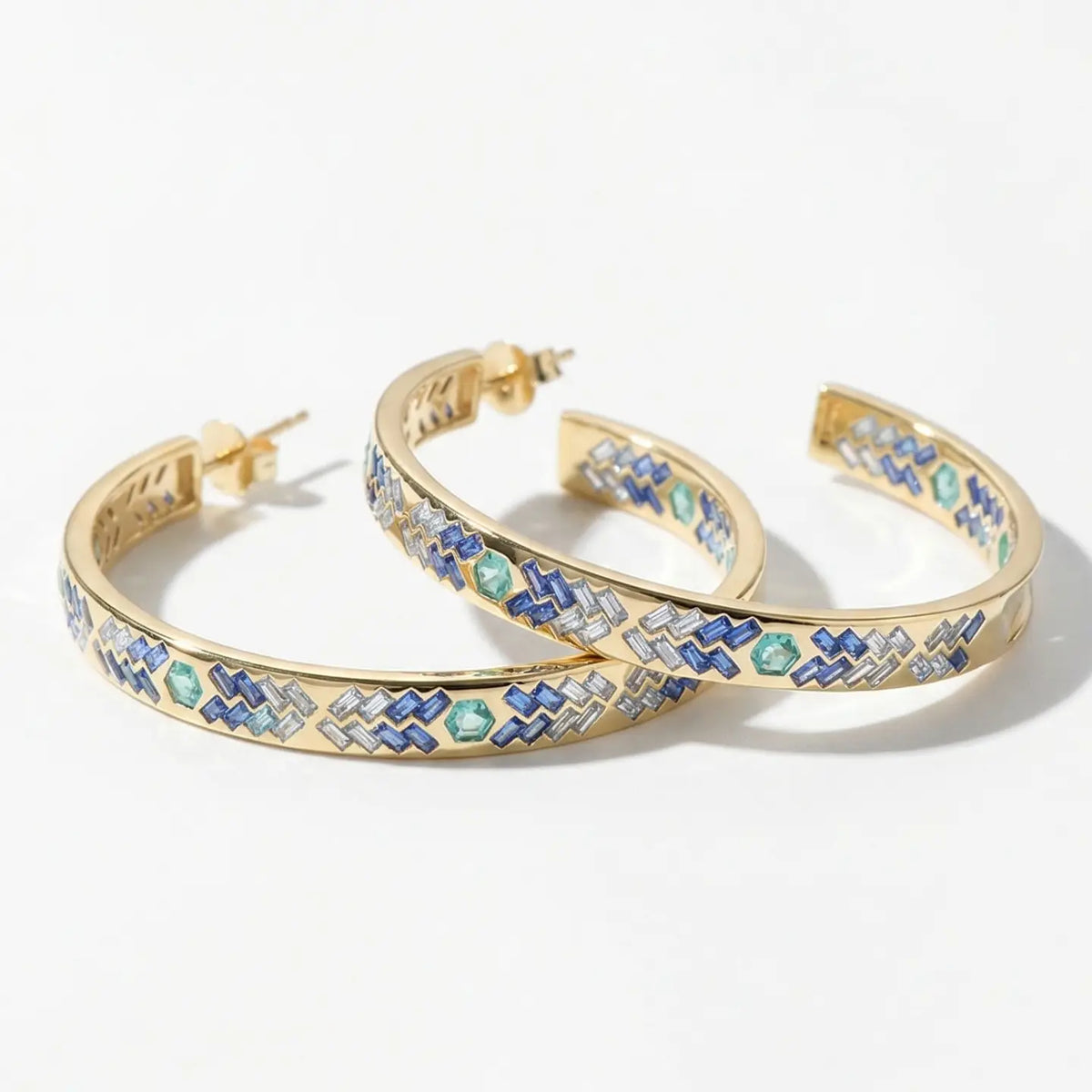 [NATIVE GEM Sunbeam Hoops Ocean], [JEWELRY], [Native Gem], [Plum Bottom].