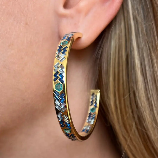 [NATIVE GEM Sunbeam Hoops Ocean], [JEWELRY], [Native Gem], [Plum Bottom].