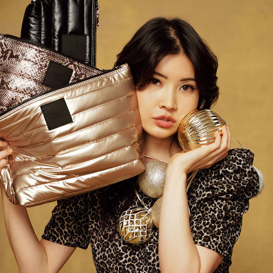 THINK ROYLN  Travel Trio in Pearl Cashmere, Reptile and Black