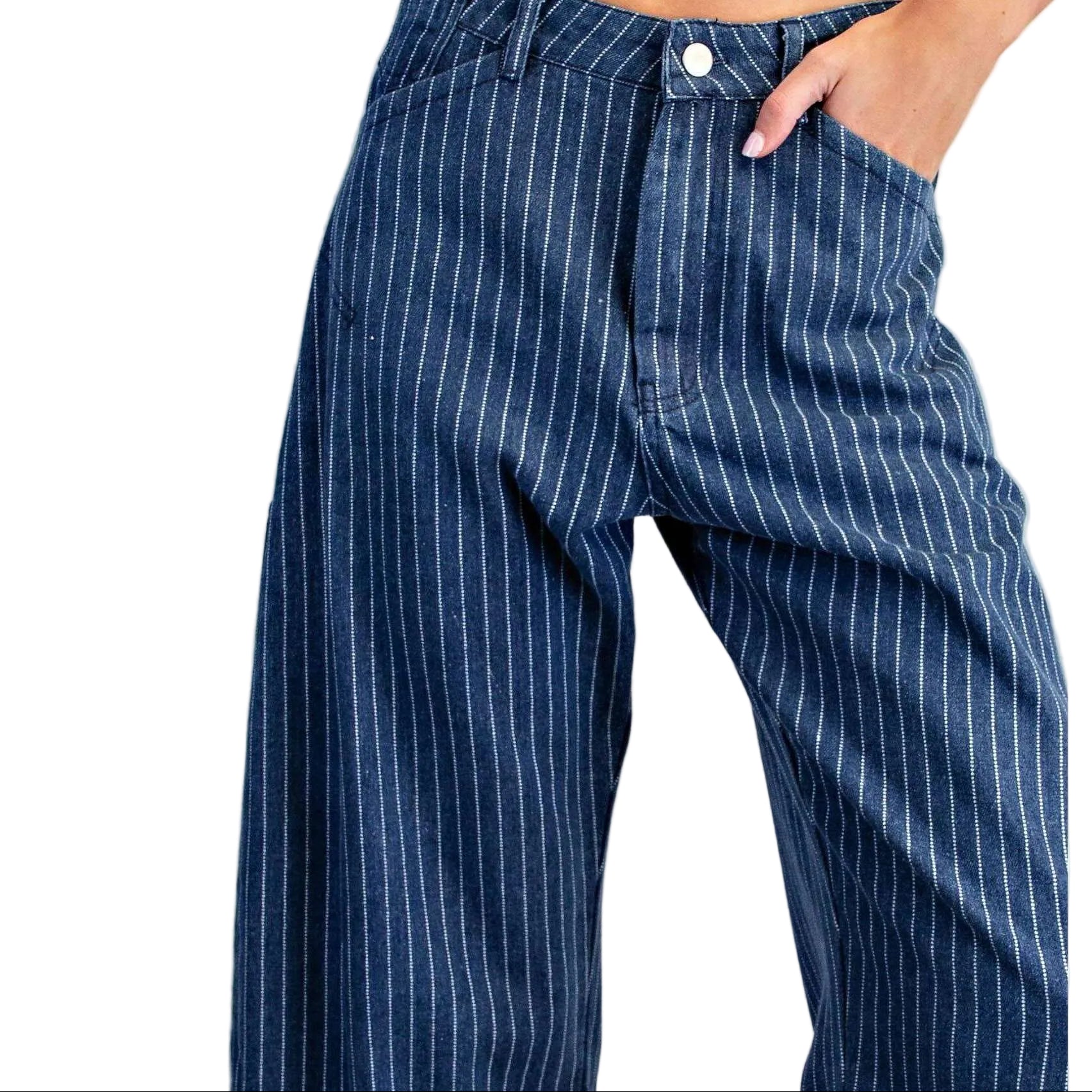 PEACE LOVE LINE Striped Barrel Leg Cuffed Pants, CLOTHING, Peace Love Line, Plum Bottom